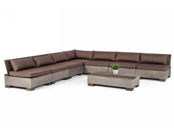 Delaware - Modern Concrete Modular Sectional Sofa Set with Rectangular Coffee Table
