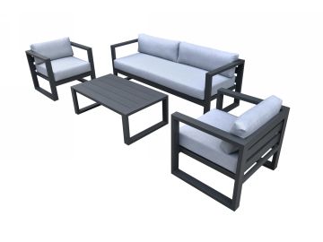 Weber - Modern Outdoor Grey & Black Sofa Set