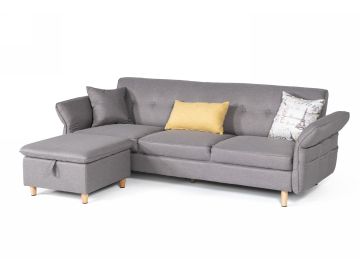 Jeremiah - Modern Grey Fabric Sofabed & Ottoman w/ Storage