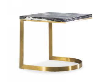 Greely - Glam Black and Gold Marble End Table