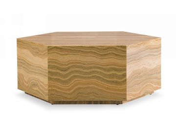 Lacuna - Glam Amber and Gold Marble Coffee Table