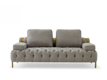 Ladera - Glam Grey and Gold Fabric Loveseat