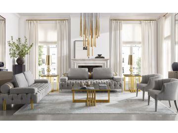 Ladera - Glam Grey Fabric Accent Chair