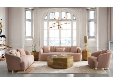 Lacuna - Glam Amber and Gold Marble End Table