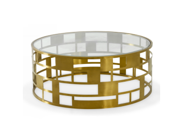 Kudo - Glam Clear Glass and Gold Glass Coffee Table