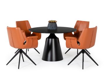 Edith - Modern Round Black Ceramic Dining Table