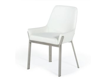 Ganon - Modern White & Brushed Stainless Steel Dining Chair