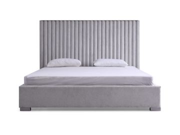 Splendor - Silver + Grey Velvet Upholstered King Platform Bed