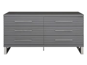 Splendor - Grey High Gloss Slatted Dresser