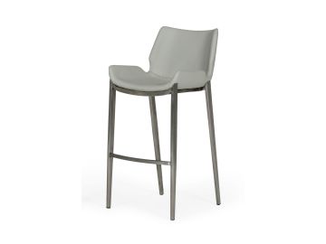 Dave - Modern Grey Leatherette Bar Stool (Set of 2)