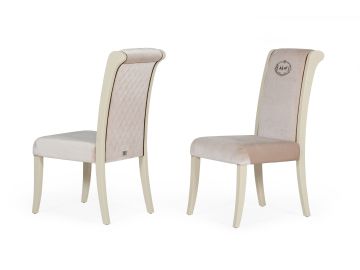 Whitby - Transitional Off White & Glossy Champagne Dining Chair (Set of 2)