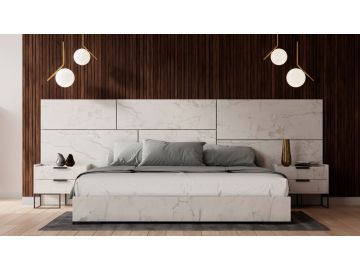 Marbella - Italian Modern White Faux Marble 4-Piece Bedroom Set