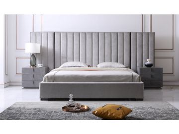 Buckley - Modern Grey & Black Stainless Steel Bed w/ Nightstands