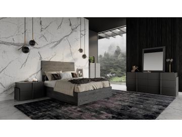 Lucia - Italian Modern Matte Grey / Elm Grey Bedroom Set