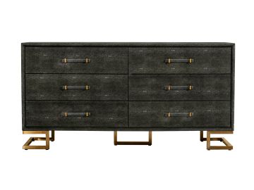 Howard - Modern Shagreen Grey Leatherette & Gold Dresser