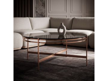 Bradford - Modern Smoked Glass & Rosegold Coffee Table