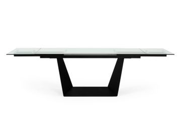 Bronwin - Modern Black Glass Extendable Dining Table