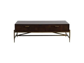 Shane - Modern Acacia & Brass Coffee Table