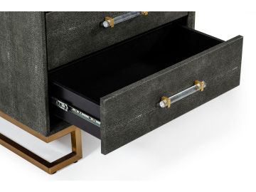 Howard - Modern Shagreen Grey Leatherette & Gold Chest