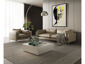 Harvest - Modern Taupe Full Leather Sofa