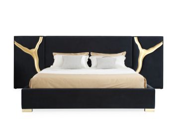 Aspen - Glam Black Velvet & Gold Bed