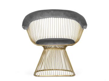 Lauren - Grey Velvet and Brushed Gold Dining Chair
