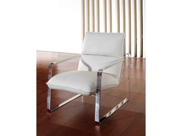 Dunn Modern White Leather Lounge Chair