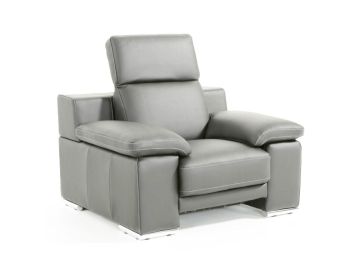 Evergreen Modern Stone Grey Italian Leather Chair