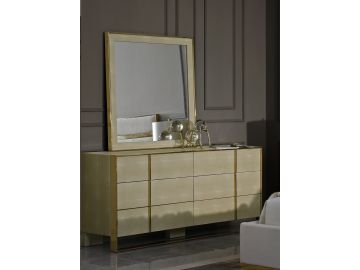 Cartier - Modern Beige Shagreen + Champagne Gold Dresser