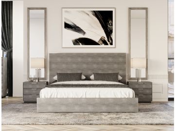 Dynasty - Eastern King Modern Shagreen Bedroom Set - 3 Drawer