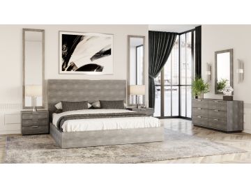 Dynasty - Eastern King Modern Shagreen Bedroom Set - 3 Drawer
