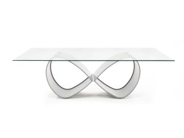Hadley- Glass & Matte Grey Dining Table