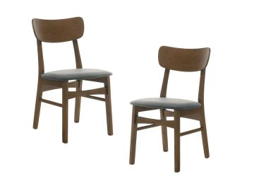 Castillo - Modern Walnut and Grey Side Dining Chair (Set of 2)