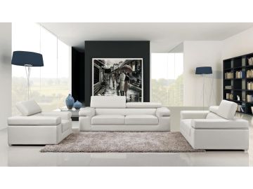 Atlantis Modern White Bonded Leather Sofa Set