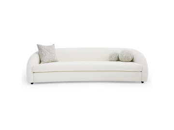 Joshua Modern 4-Seater Curved White and Taupe Fabric Sofa