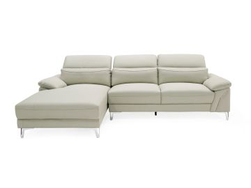 Sura - Modern Light Grey Leather Left Facing Sectional Sofa