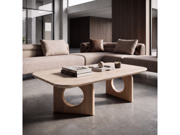 Osaka - Modern Faux Marble + Natural Ash Coffee Table