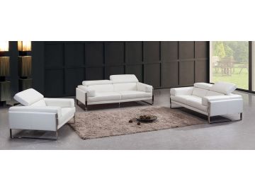 808 Modern White Leather Sofa Set