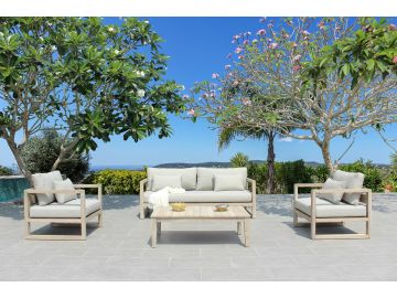 Calm - Outdoor Grey + Acacia Sofa Set