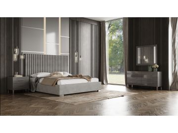 Splendor - Silver & Grey Velvet Upholstered Platform Bed Set