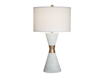 Genoa - White Two Tone with Metal Ban Table Lamp