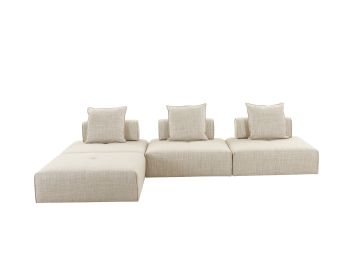 Mondo - Modern 4 Seat Modular Beige Fabric Sectional