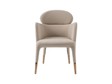 Shannon - Modern Beige Vegan Leather + Rosegold Dining Chair