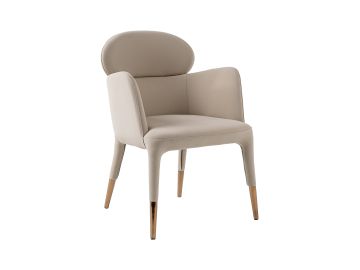 Shannon - Modern Beige Vegan Leather + Rosegold Dining Chair