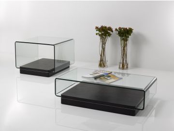 Vitro Modern Glass and Oak Coffee Table
