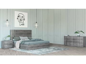 Asus - Modern Italian Grey Elm 4-Piece Bedroom Set
