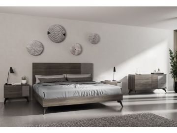 Palermo Italian Modern Faux Concrete & Grey 4-Piece Bedroom Set