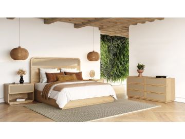 Gavin - Modern Natural Ash + Rattan 4-Piece Bedroom Set