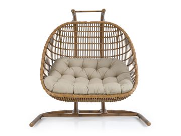 San Juan Outdoor Bamboo Brown & Beige Hanging Chair