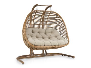 San Juan Outdoor Bamboo Brown & Beige Hanging Chair
